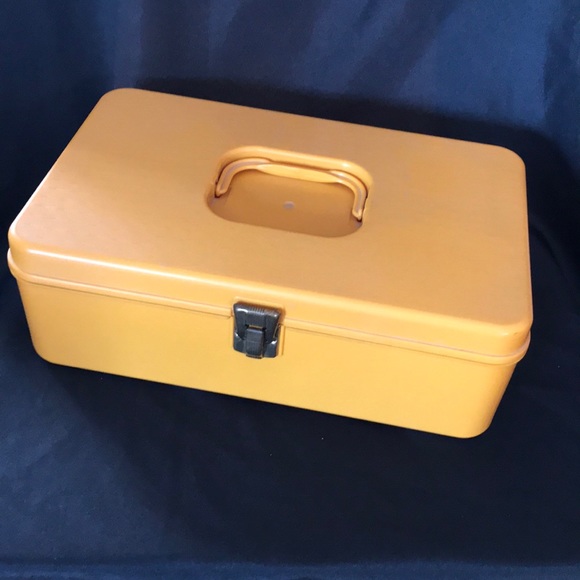 Vintage WILSON WIL-HOLD Mustard Yellow Retro Sewing Storage Box